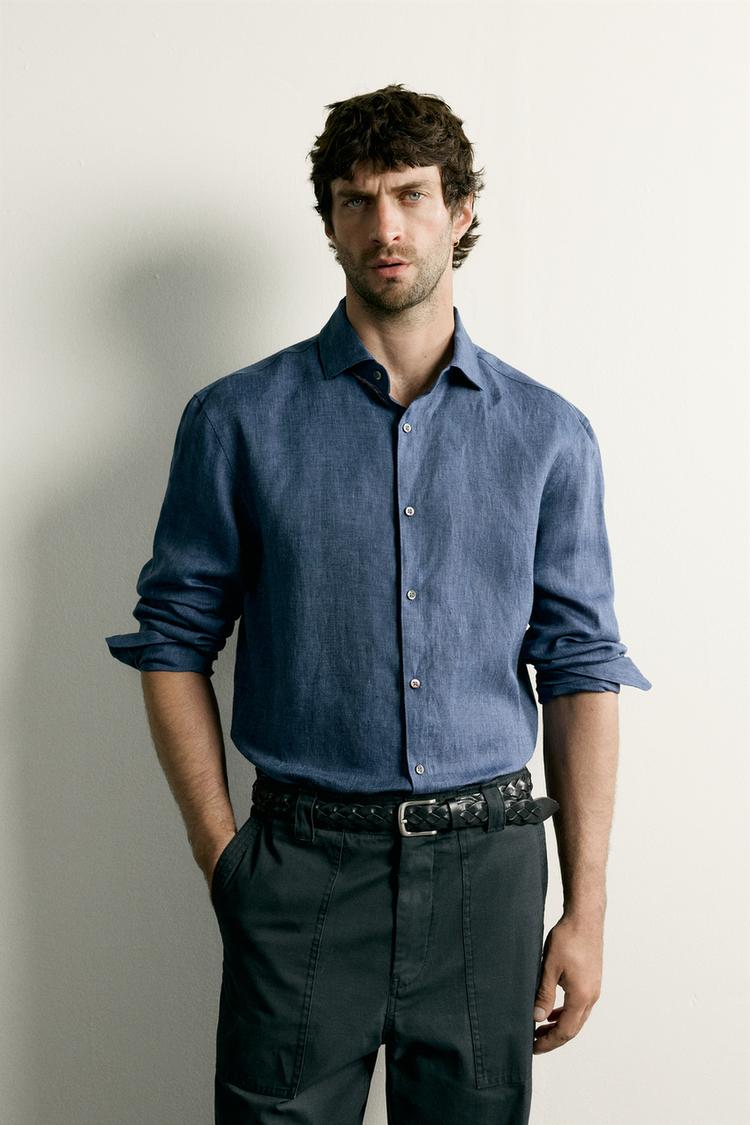 Camisa de corte regular 100% lino 2
