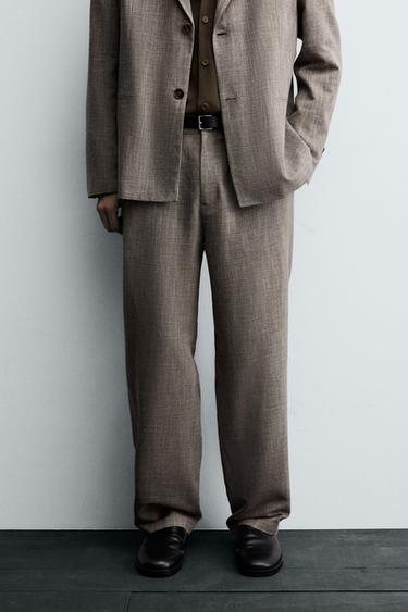 CALÇA DE TRAJE COM ESTRUTURA - Marrom-claro da Zara