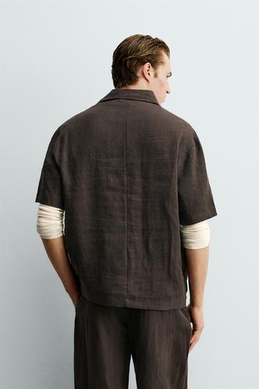 CHEMISE POLO 100 % LIN - Marron foncé de Zara - Image 2