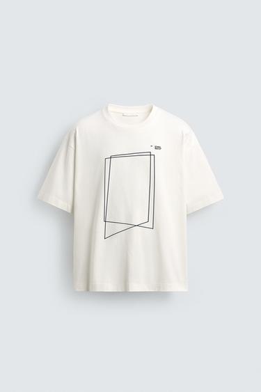 TEE-SHIRT À IMPRIMÉ GÉOMÉTRIQUE - Blanc de Zara