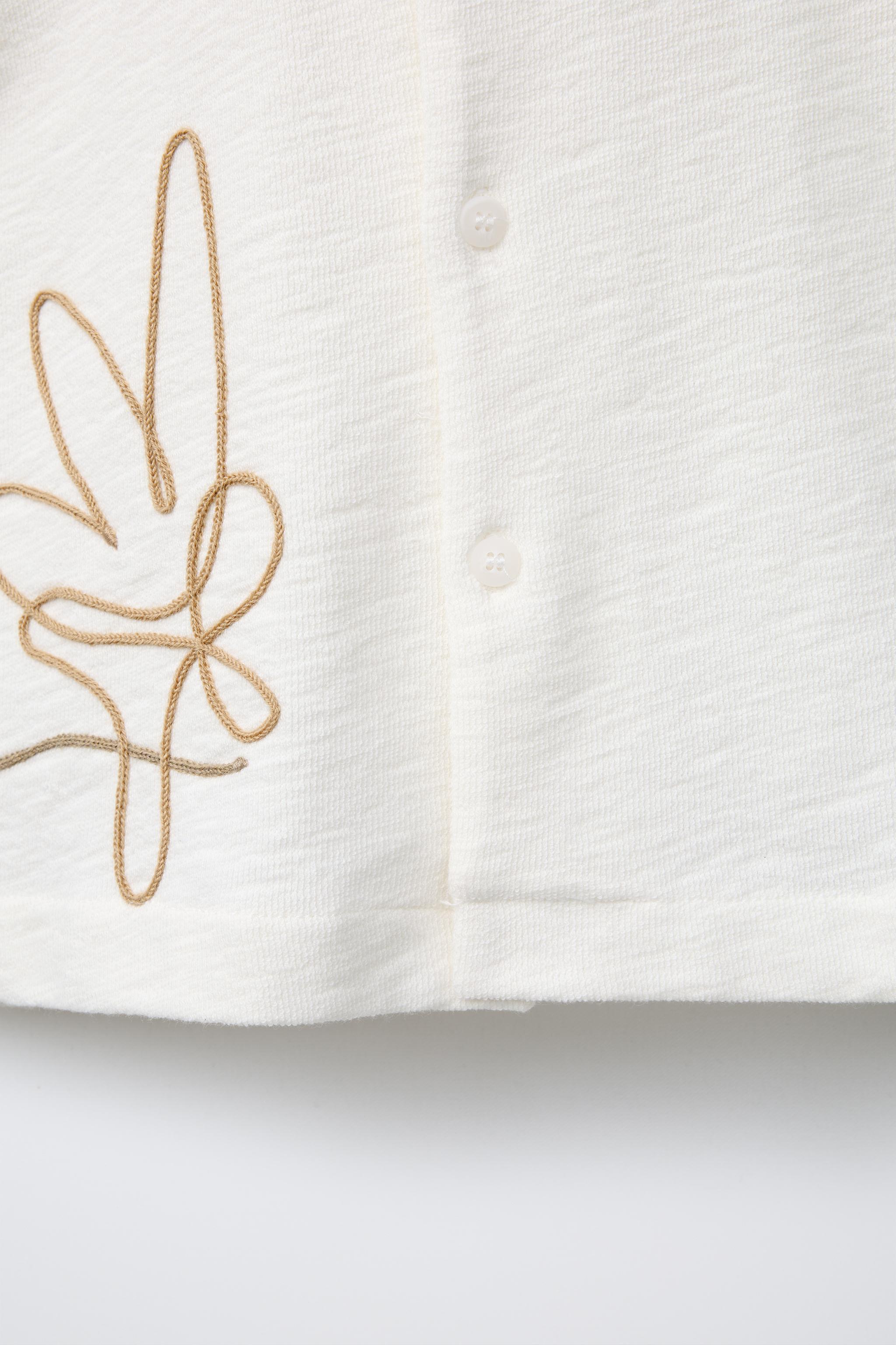 CORD EMBROIDERY SHIRT - Ecru | ZARA United States