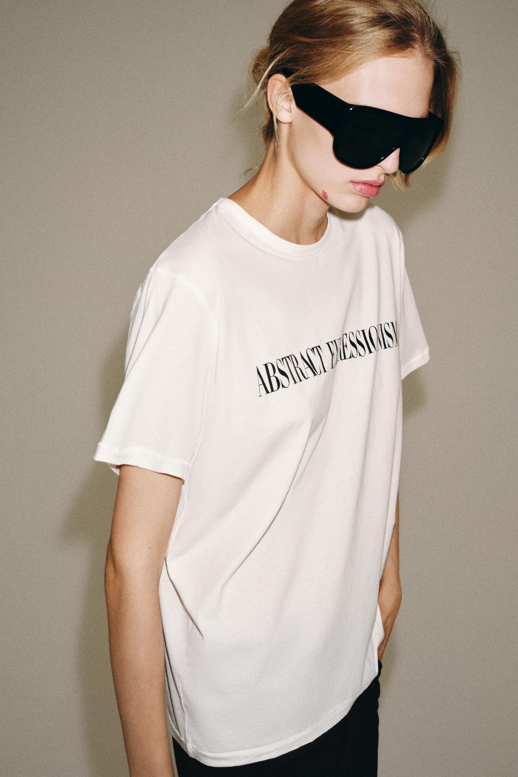 Zara TEXT PRINT OVERSIZED T-SHIRT — фото 4