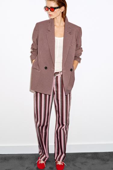 LEREN BALLERINA MET BONT - Rood van Zara - Afbeelding 0