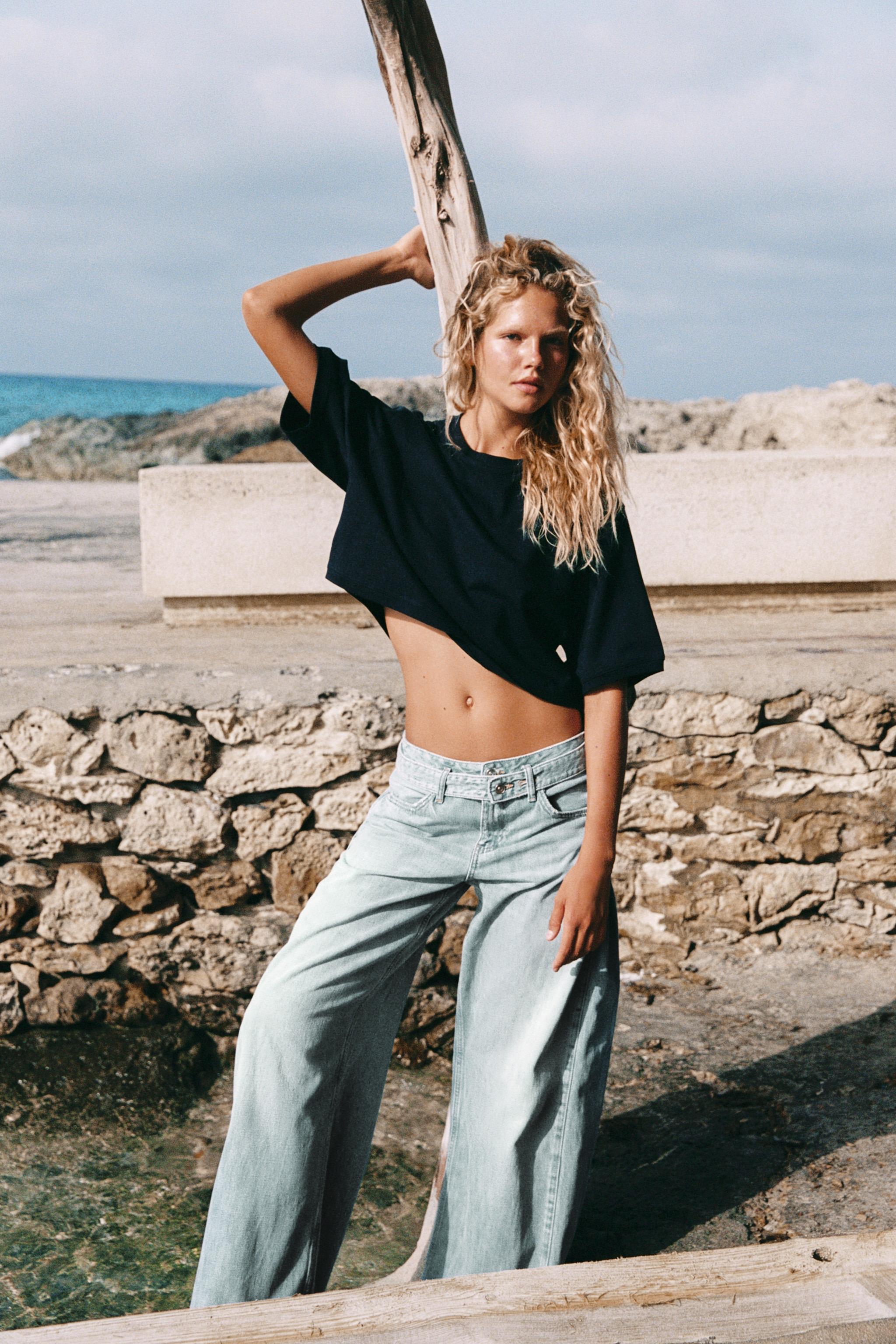Женские топы Zara OVERSIZED CROP TOP