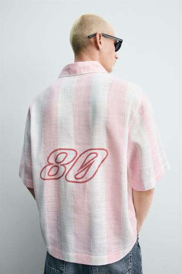 PRINTED GRAPHIC BOXY FIT POLO SHIRT - Pink by Zara - Image 5