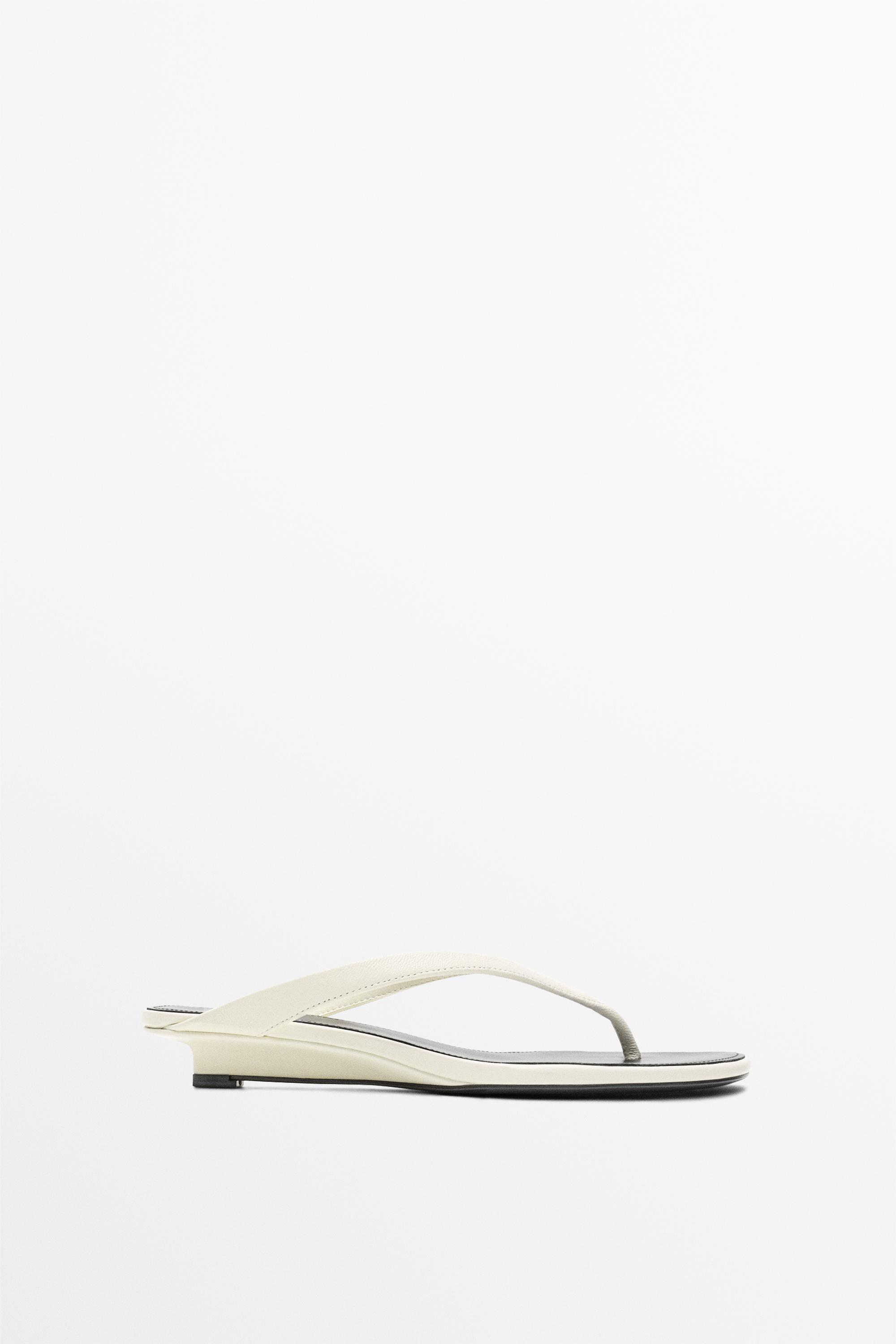 Mid-heel sandals with toe divider — White