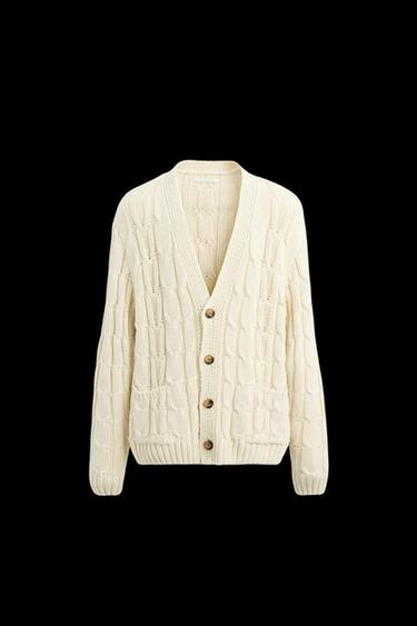 STRICKJACKE MIT ZOPFMUSTER - Cremefarben von Zara - Bild 0