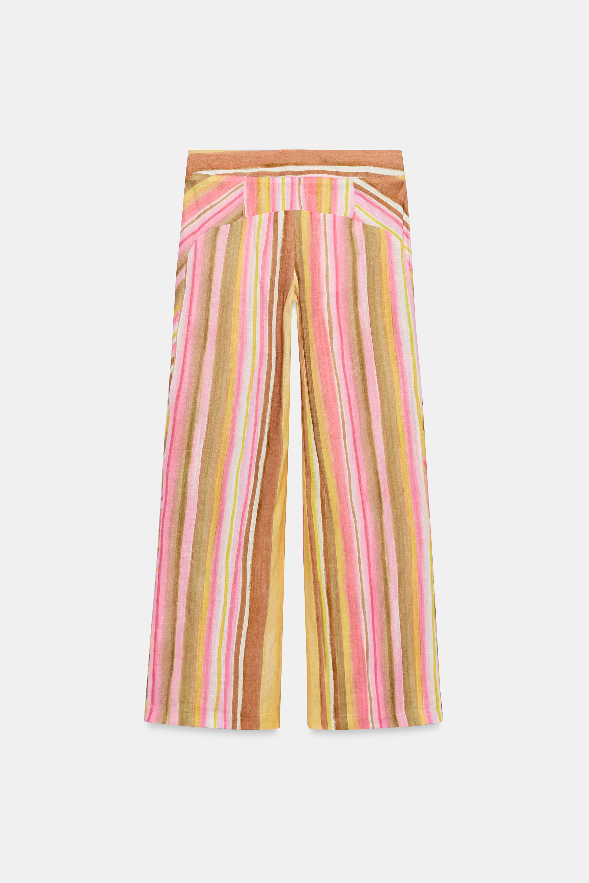STRIPED WIDE LEG PANTS