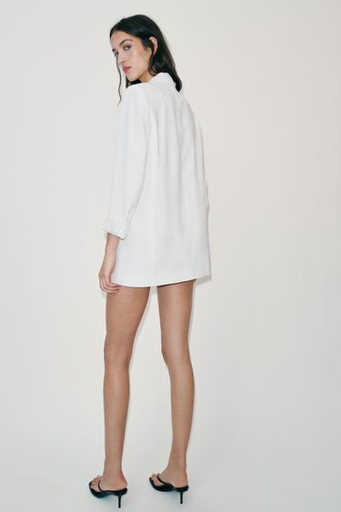 BLAZER WITH ROLLED-UP PRINTED CUFFS - Oyster-white by Zara - Image 2