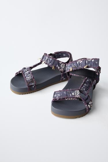 SANDALES TECHNIQUES À FLEURS - Bleu de Zara - Image 2