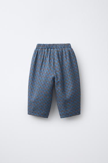 PANTALON BAGGY À FLEURS - Bleu pétrole de Zara - Image 1