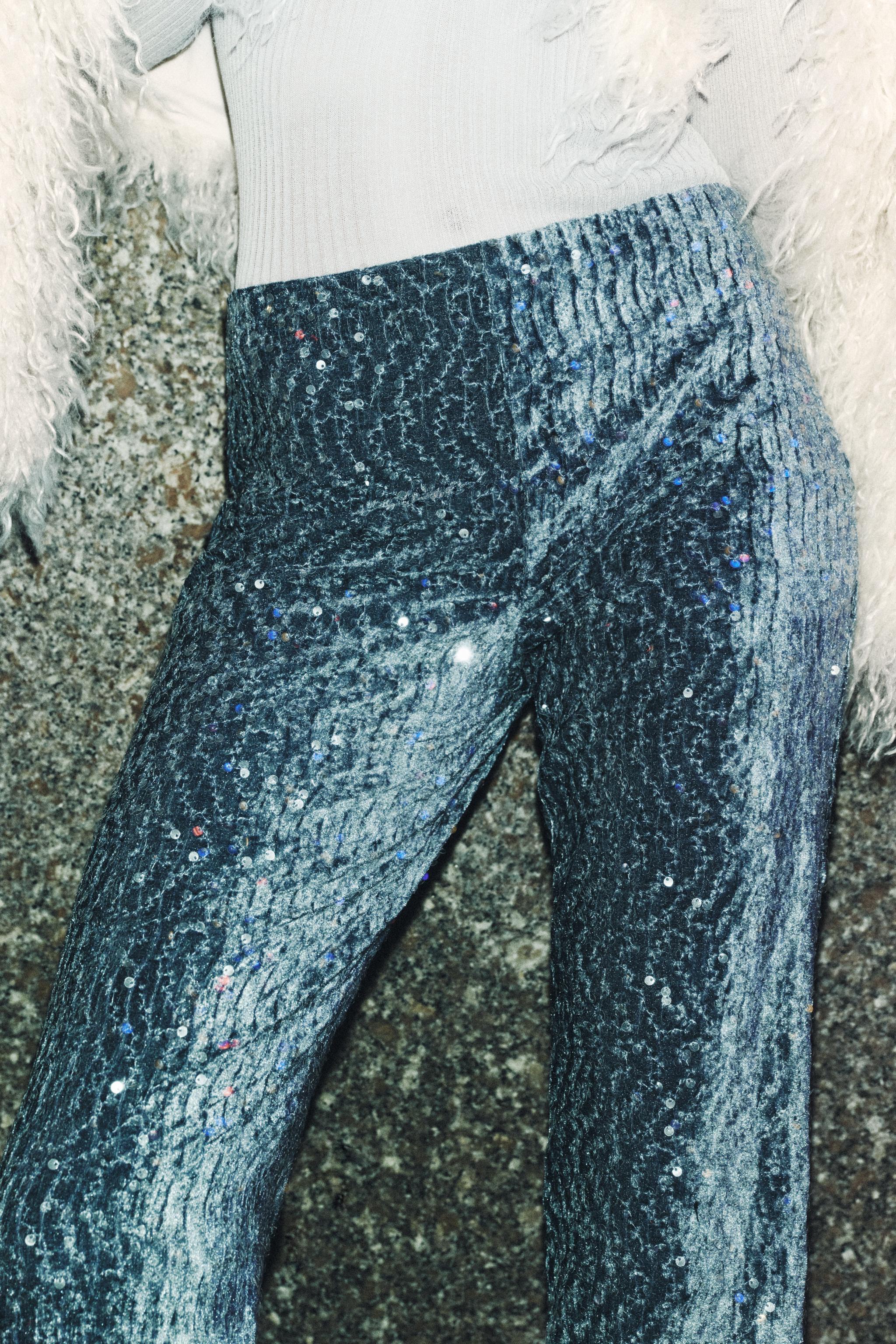 Glitter pants zara online