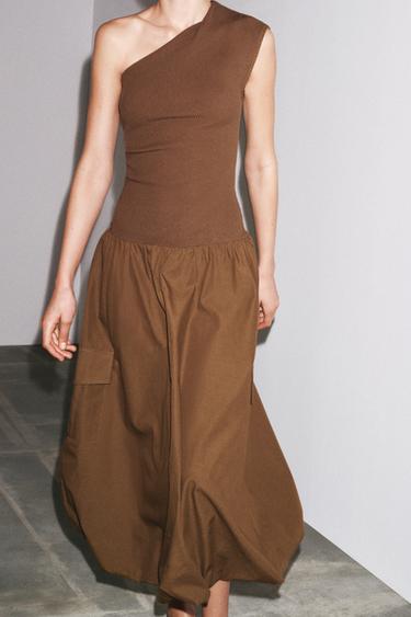 MATCHING BALLOON DRESS - Olive green by Zara - Image 3