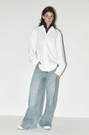 JEANS TRF WIDE LEG TIRO ALTO - Azul de Zara