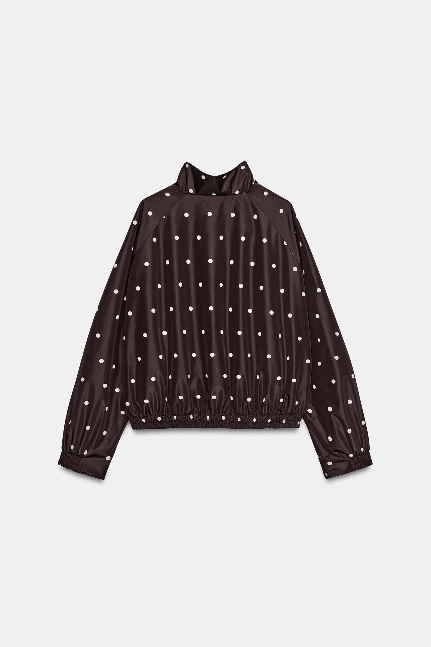 Женская куртка Zara Polka Dot Bomber, цвет: Шоколадный коричневый — фото 8