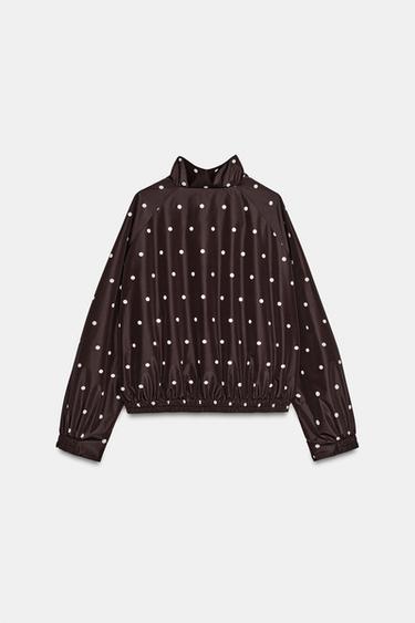 BLOUSON BOMBER À POIS - Marron chocolat de Zara - Image 7