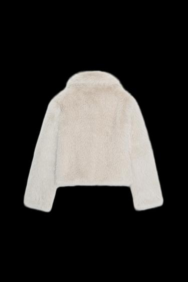 FAUX FUR ZIP-UP SHORT COAT - Grey by Zara