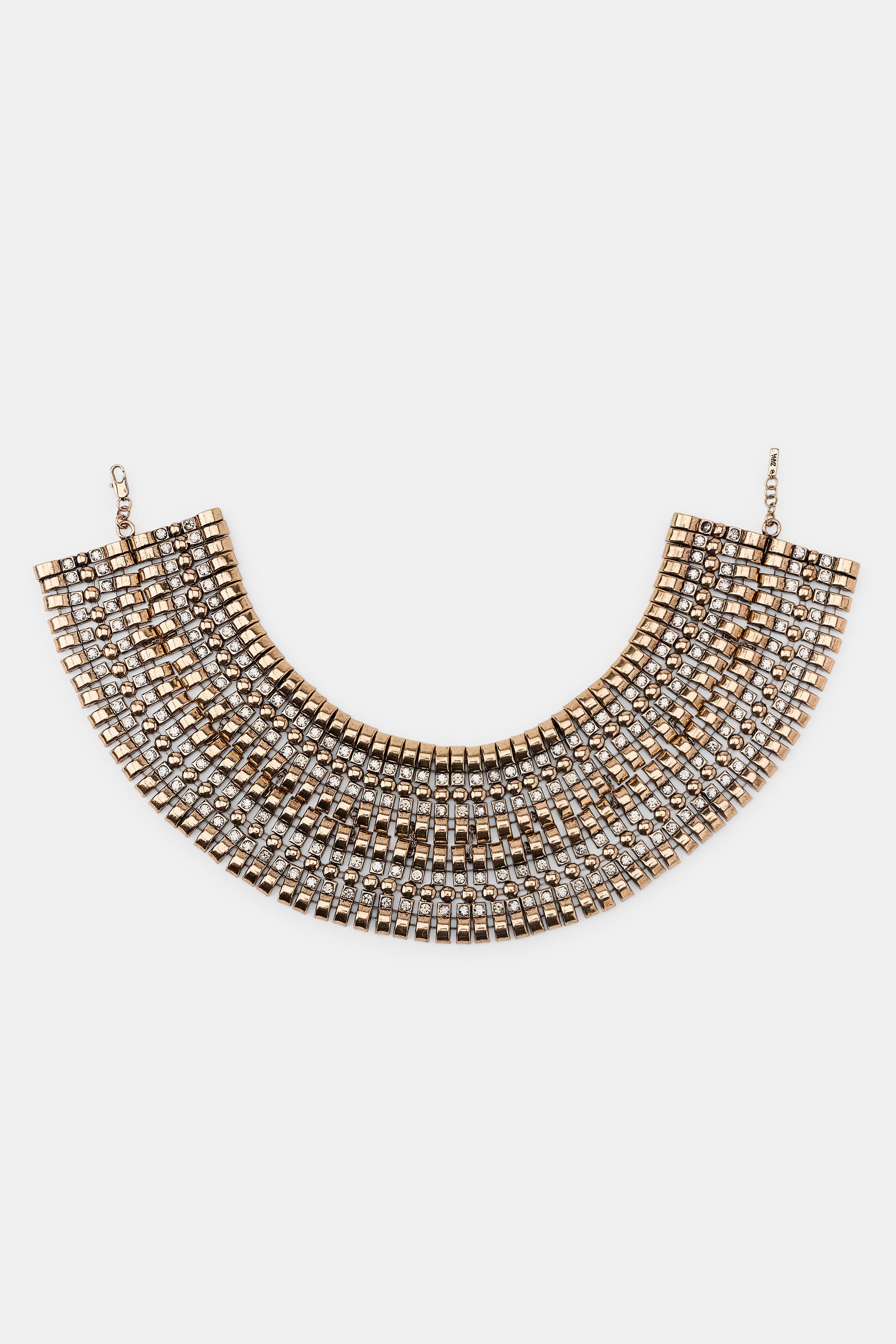 Collana Zara Placcata Oro 18k - 4 Strati Con Ciondolo Cuore E Barra T - Grossa E Di Tendenza