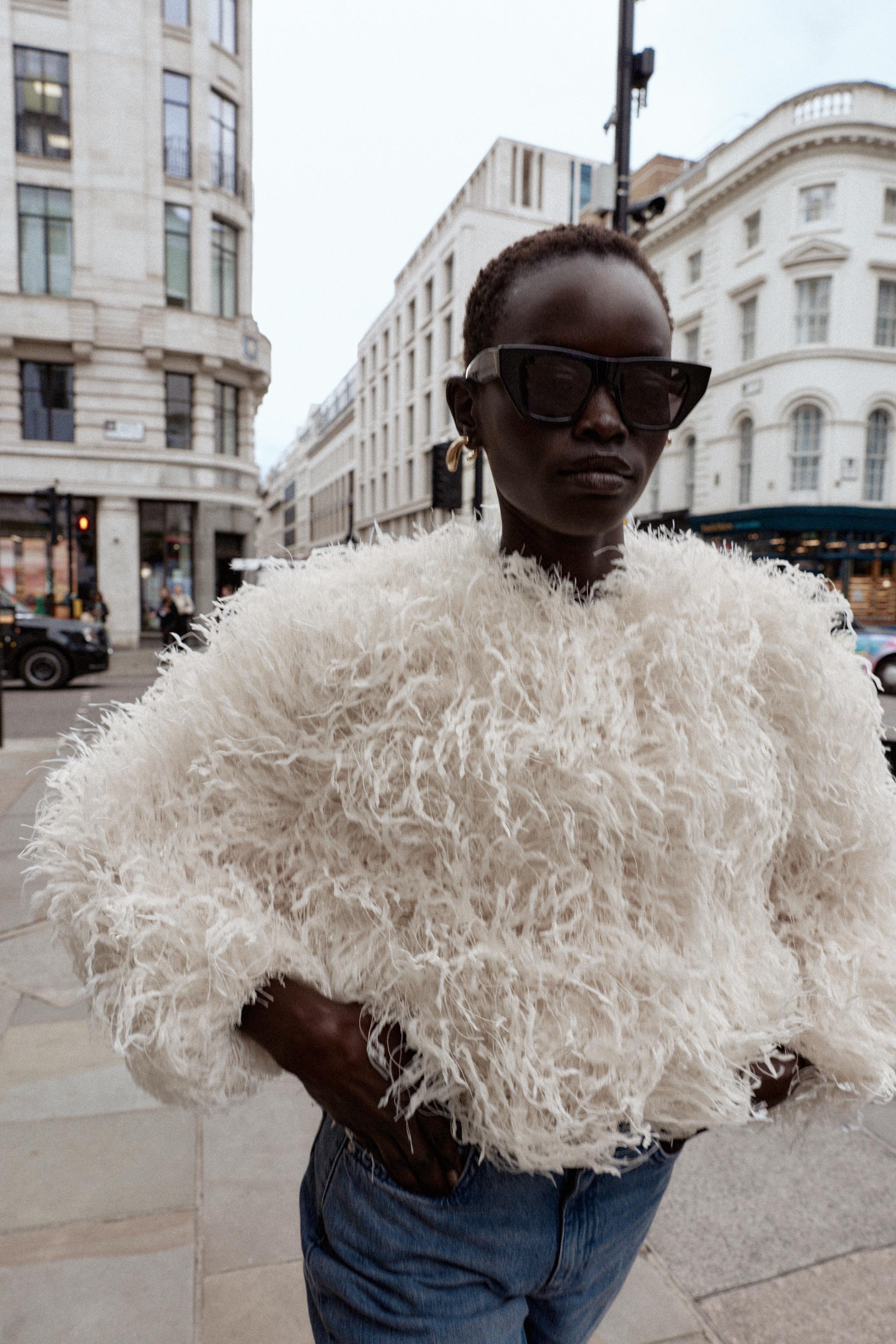 FEATHER FRINGE METALLIC THREAD JACKET - Ecru | ZARA Canada