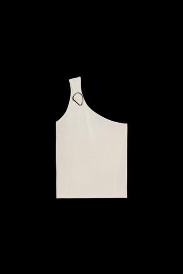 ASYMMETRIC KNIT TOP WITH DETAIL - Ecru by Zara