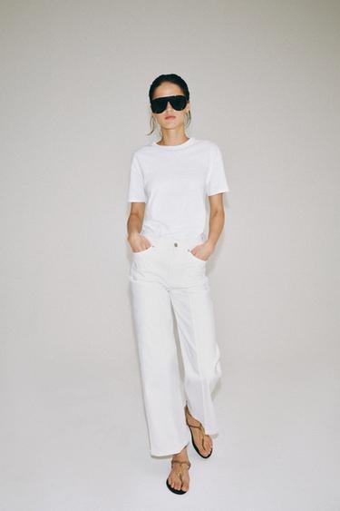 Zara ZW COLLECTION WIDE LEG HIGH-RISE JEANS - Oyster-white - Image 0