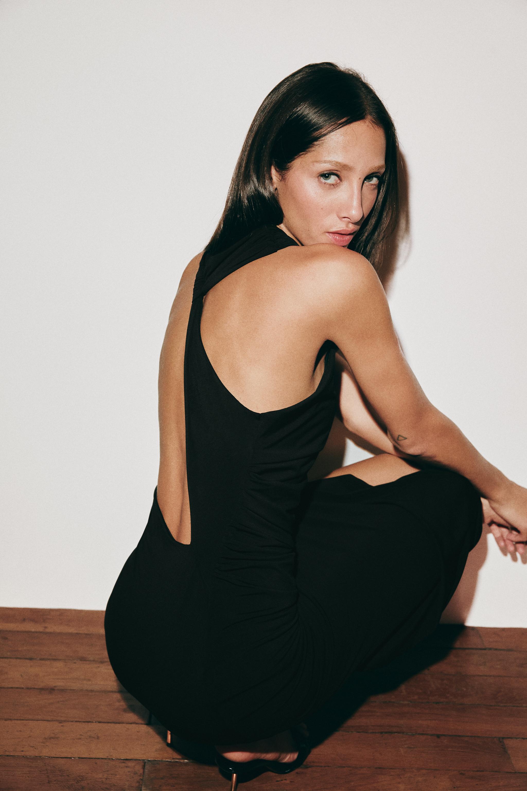 RUCHED HALTERNECK DRESS