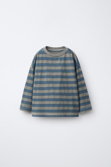 CAMISETA ESTAMPADO RAYAS - Azulón de Zara - Imagen 0