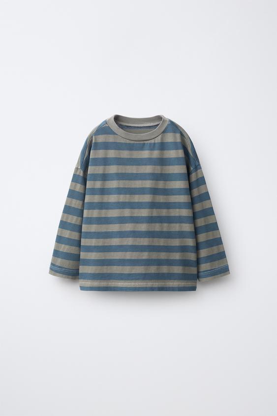 T-SHIRT À IMPRIMÉ RAYURES - Bleu roi de Zara - Image 0