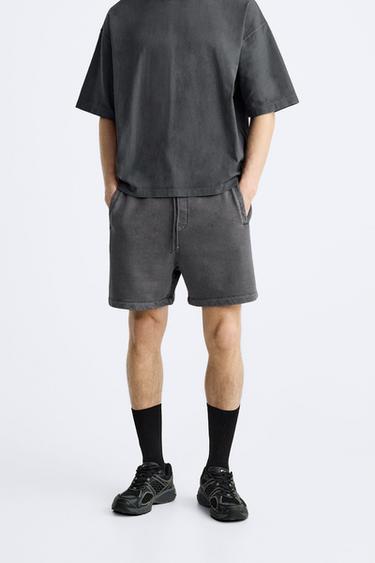 FADED JOGGER BERMUDA SHORTS - Black by Zara
