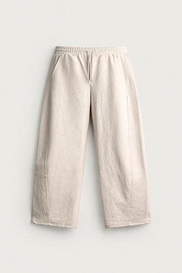 TEXTURED BALLOON FIT TROUSERS - Grey marl by Zara