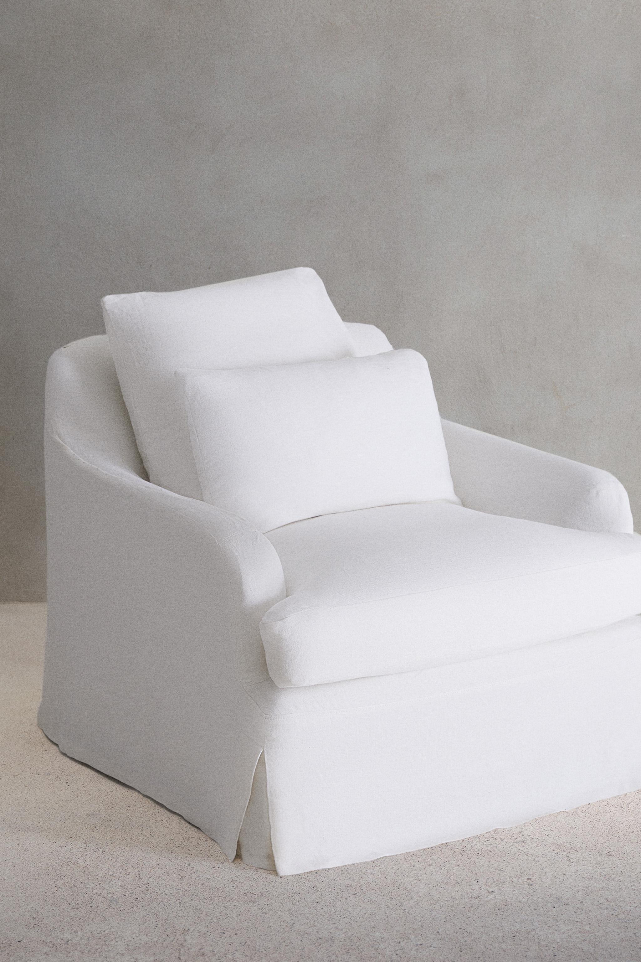 ARMCHAIR 01 LINEN COVER — Ecru