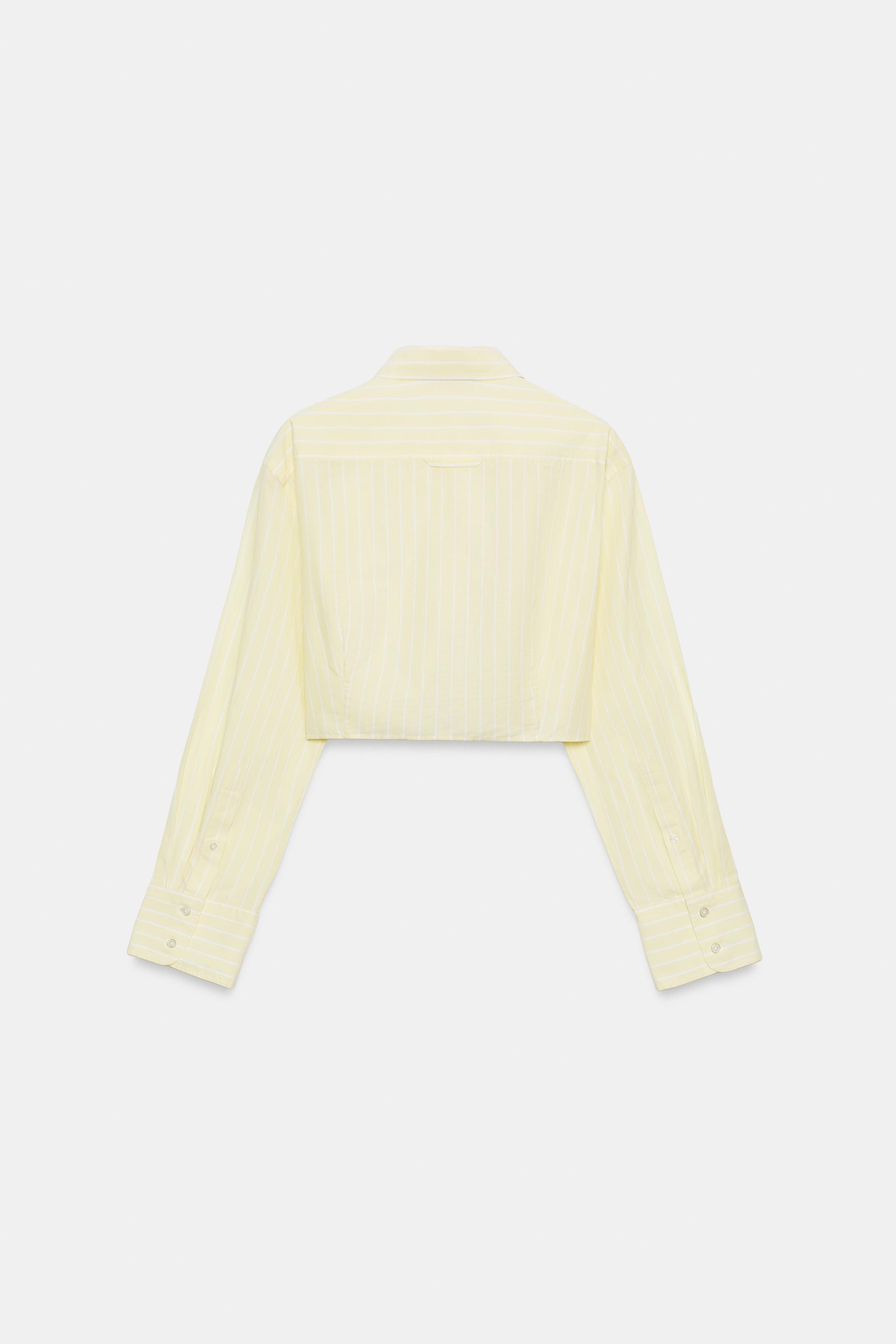 Zara Çizgili Crop Poplin Gömlek görsel 6
