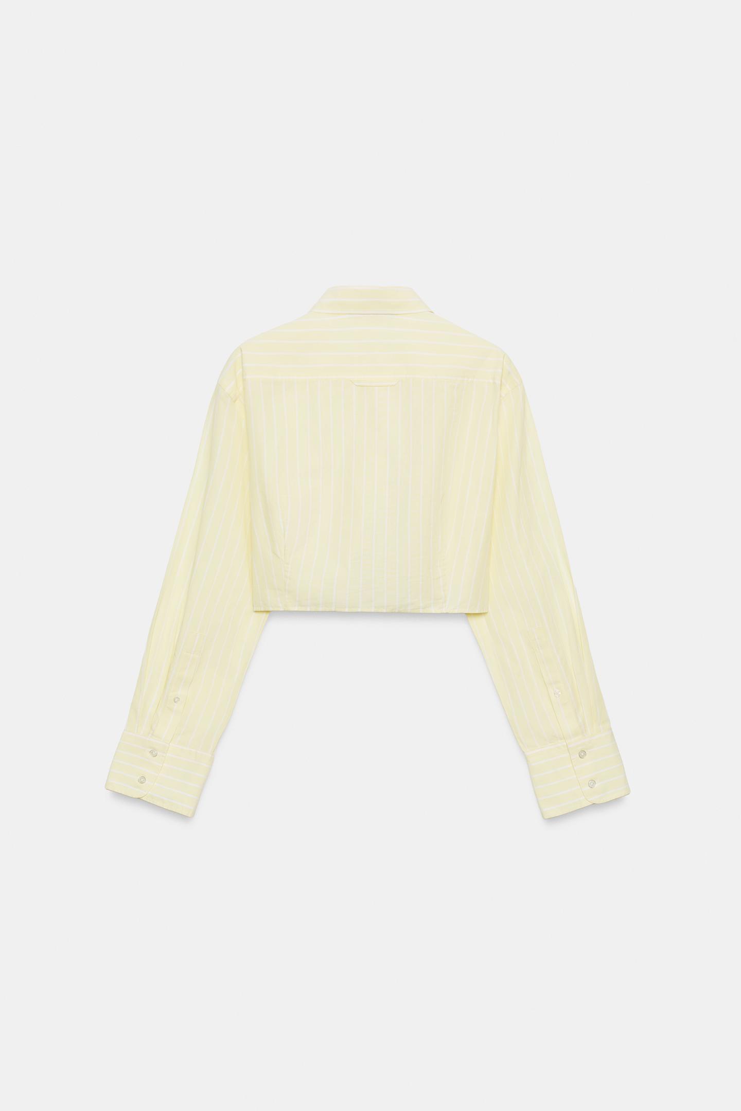 Женская рубашка Zara Striped Poplin Cropped Shirt, цвет: С принтом — фото 6