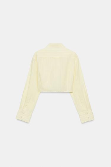 Zara STRIPED POPLIN CROPPED SHIRT - Printed