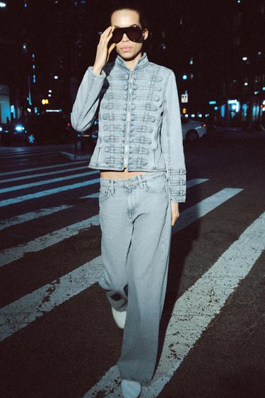 Zara ZW COLLECTION 合身牛仔外套 - 淡藍色