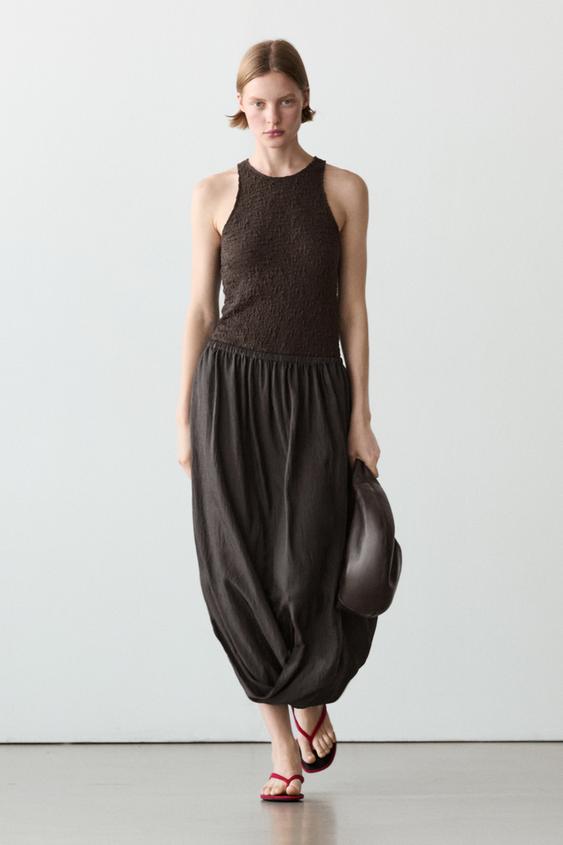 Midi skirt with gathered waistband from Zara - $200
