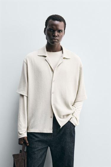 CAMISA RELAXED FIT ESTRUCTURA - Blanco roto de Zara