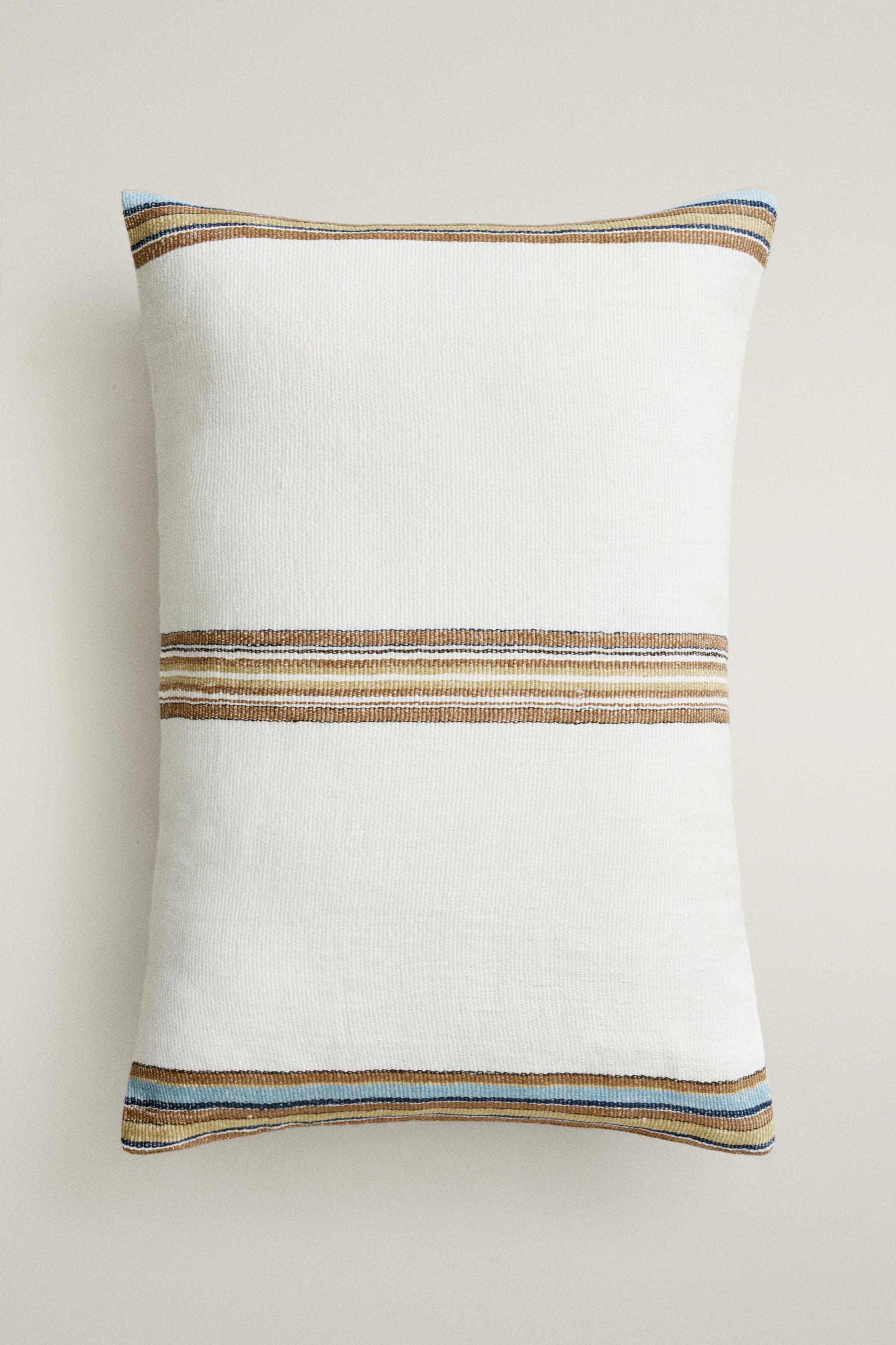 STRIPED CUSHION COVER — Oyster-white