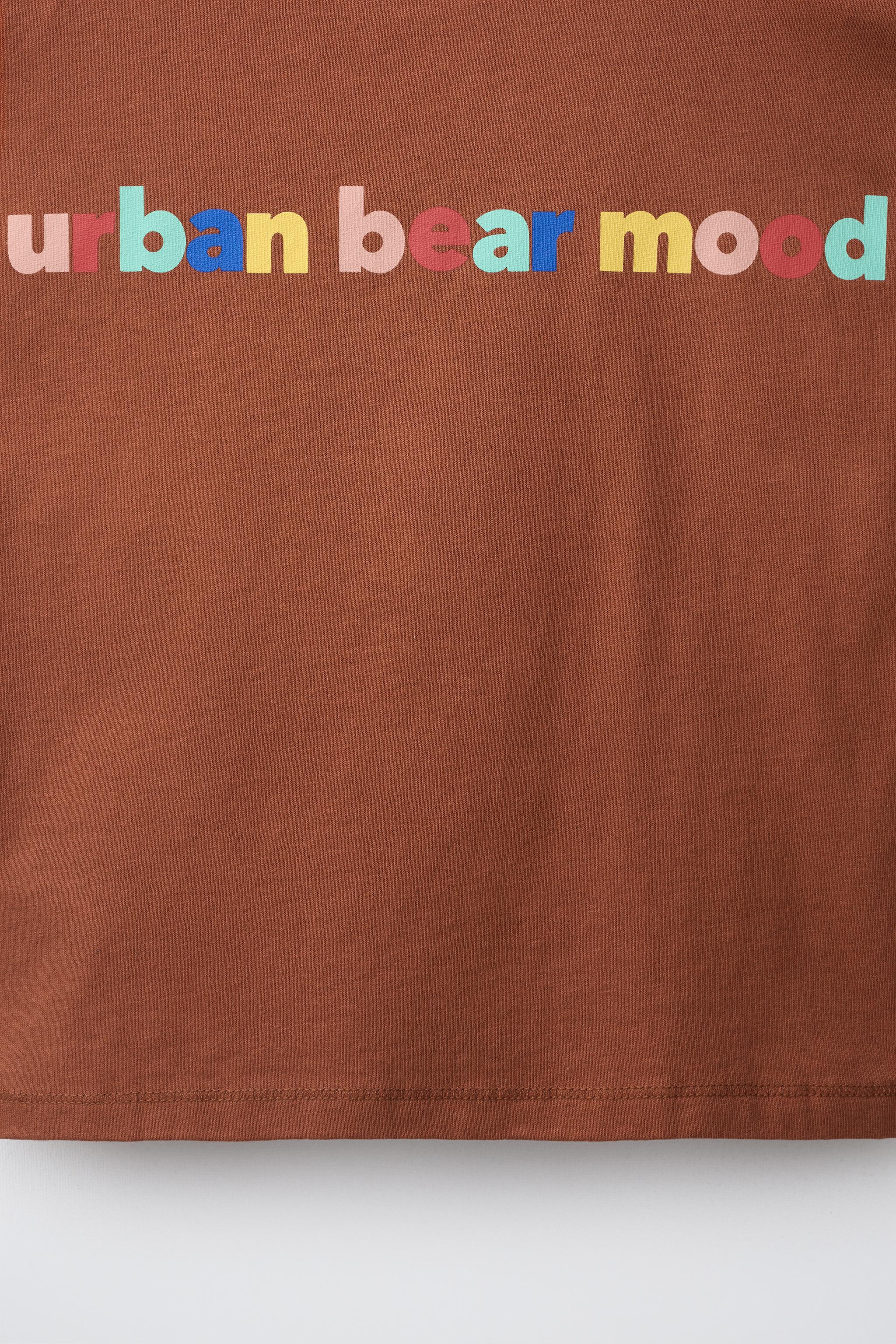 Детские футболки Zara BEAR PATCH AND TEXT T-SHIRT — фото 4