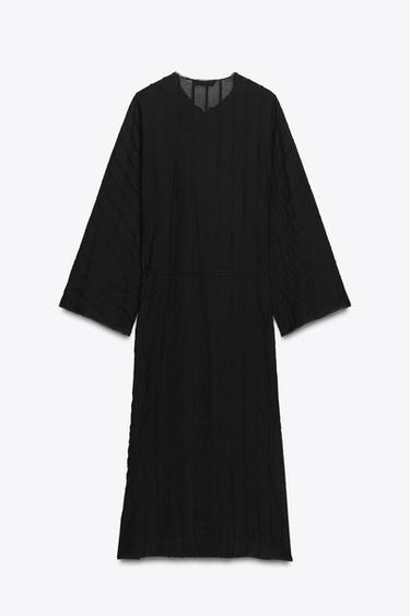 Zara ZW COLLECTION MIDI FROG FASTENER DRESS - Black