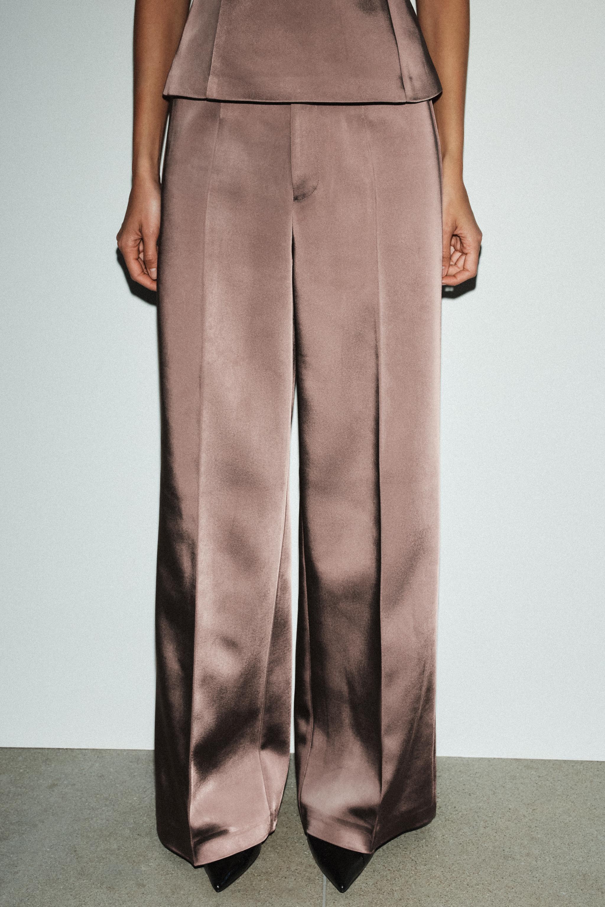 HIGH-WAISTED SATIN PANTS