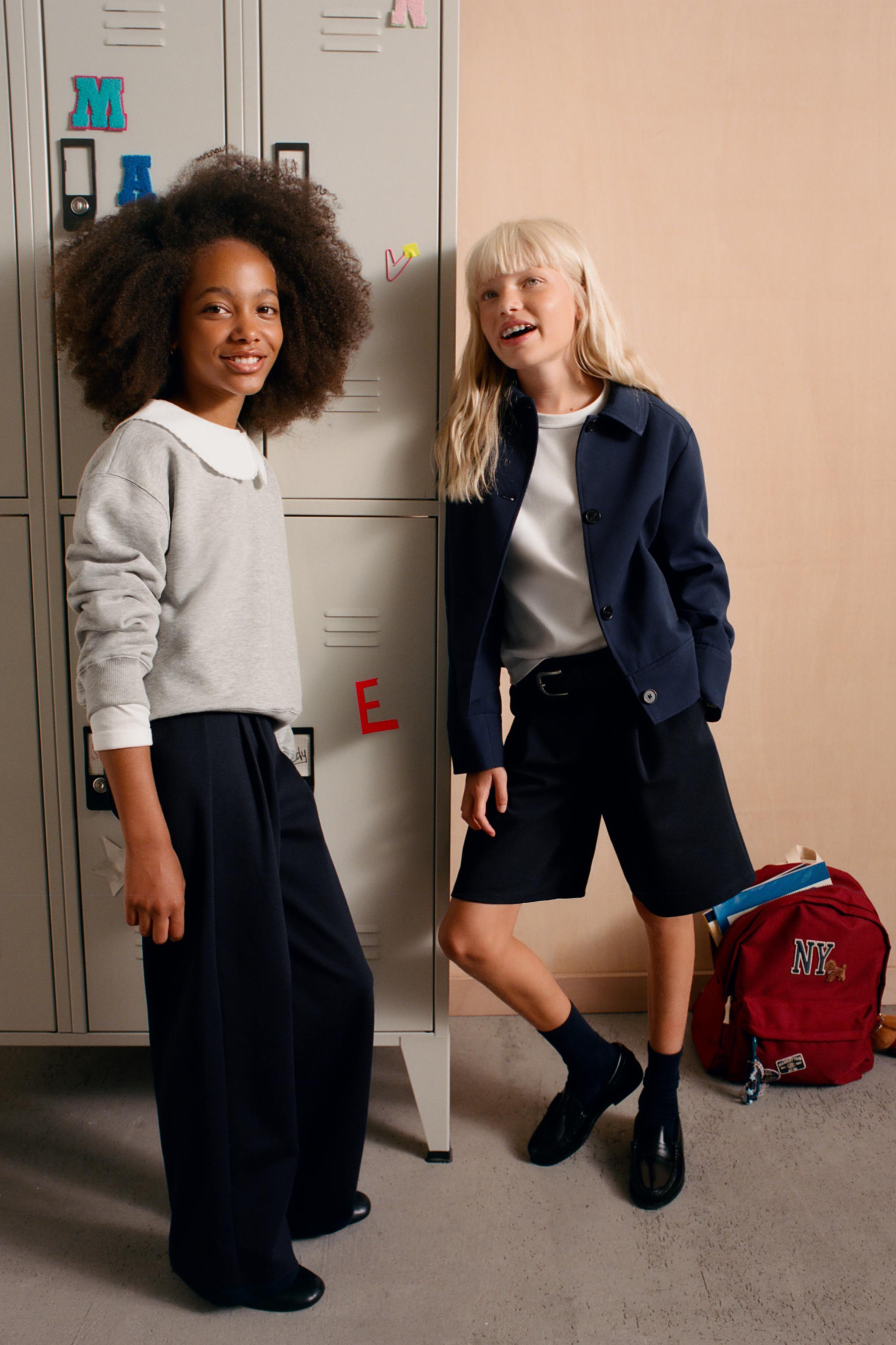 GLITTER SWEATSHIRT WITH CONTRASTING PETER PAN COLLAR — Gray marl