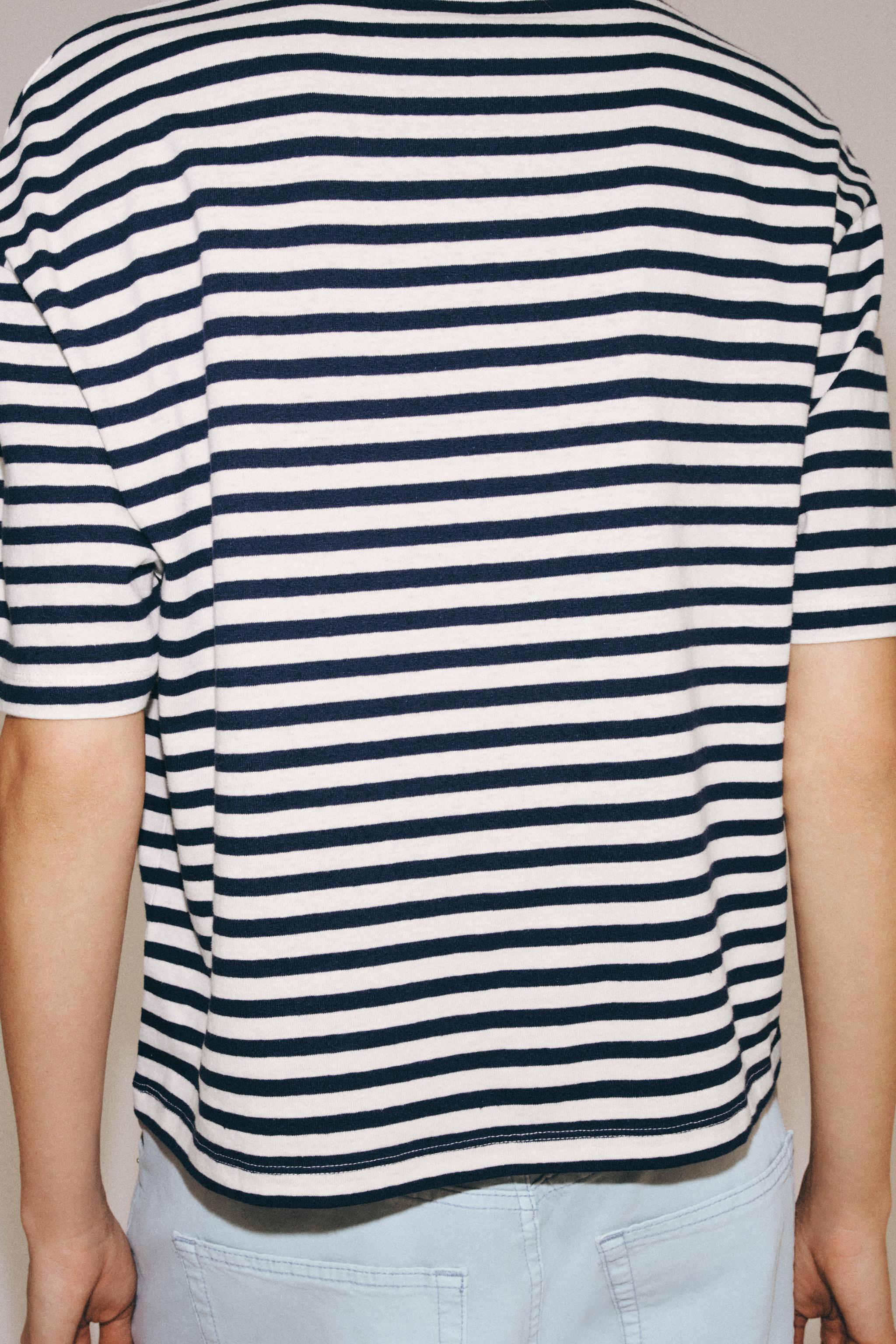 ÇİZGİLİ KISA KOLLU T-SHIRT - Görsel 3