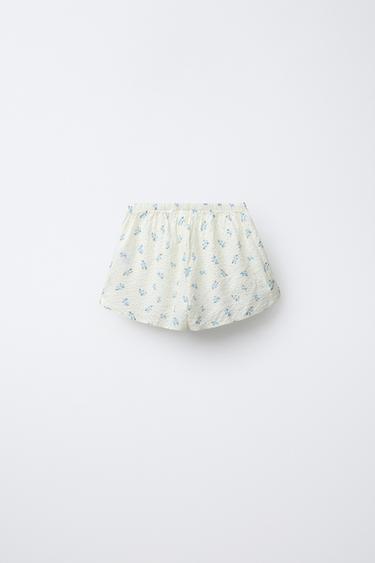 AGES 6-14/ SEERSUCKER FLORAL SHIRT AND BERMUDA PYJAMAS - Ecru by Zara - Image 4
