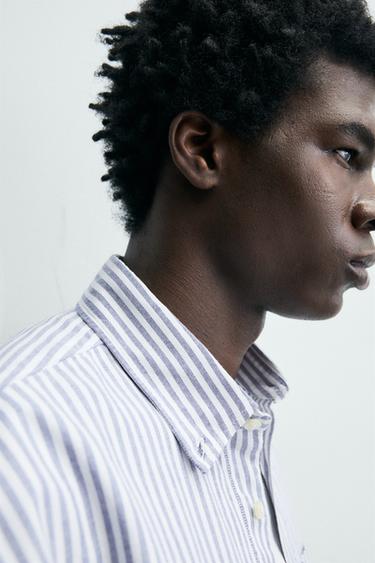 TEXTURED OXFORD SHIRT - Blue/White by Zara - Image 4