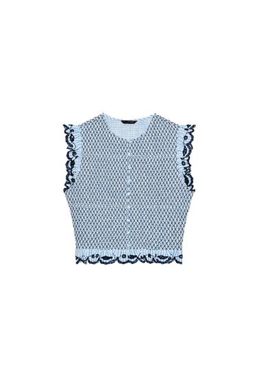 CHECKED SMOCKED TOP