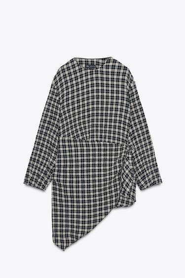 CHECK SHIRT WITH MULTIPOSITIONAL SCARF ZW COLLECTION - Mid-grey by Zara - Image 9