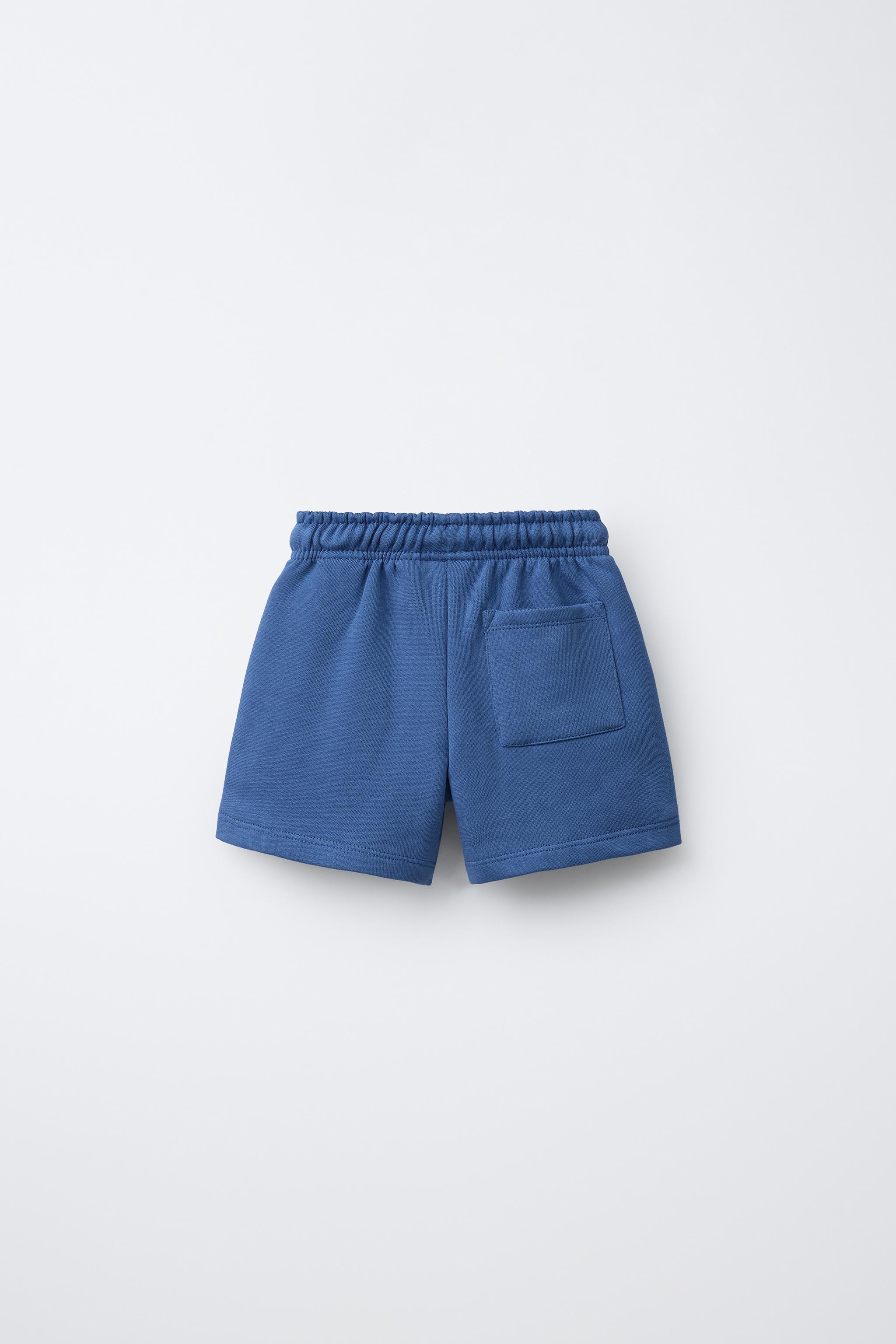 BASIC TEXT SHORTS - Blue | ZARA Canada