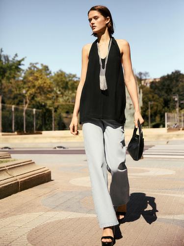 Zara Open back halter top - Black