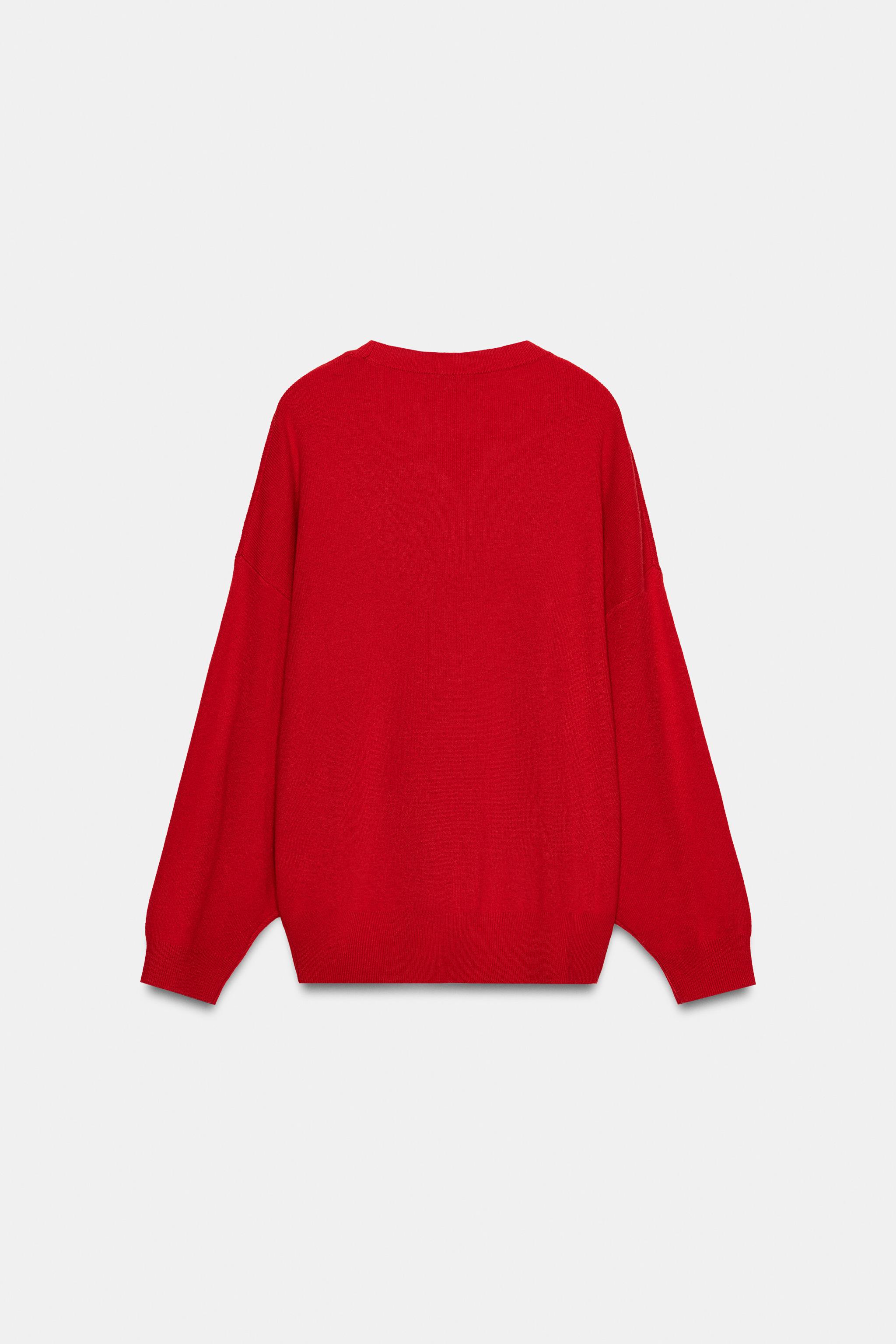 ディープネックニットセーター - レッド | ZARA Japan / 日本